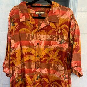 NWOT TOMMY BAHAMA XXL 100% SILK TROPICAL SHIRT with MONKEYS and BANANA TREES